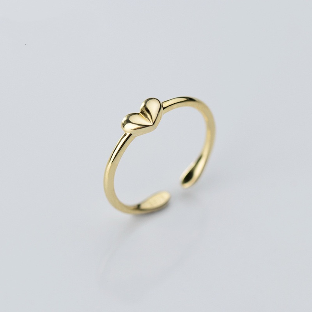 S925 Stackable Small heart Slim Knuckle Rings-Thin Pinky Rings-RS003 Gold